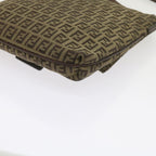 FENDI Zucchino Canvas Mamma Baguette Shoulder Bag Brownep2621