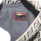 FENDI Zucchino Canvas Mamma Baguette Shoulder Bag Brownep2621