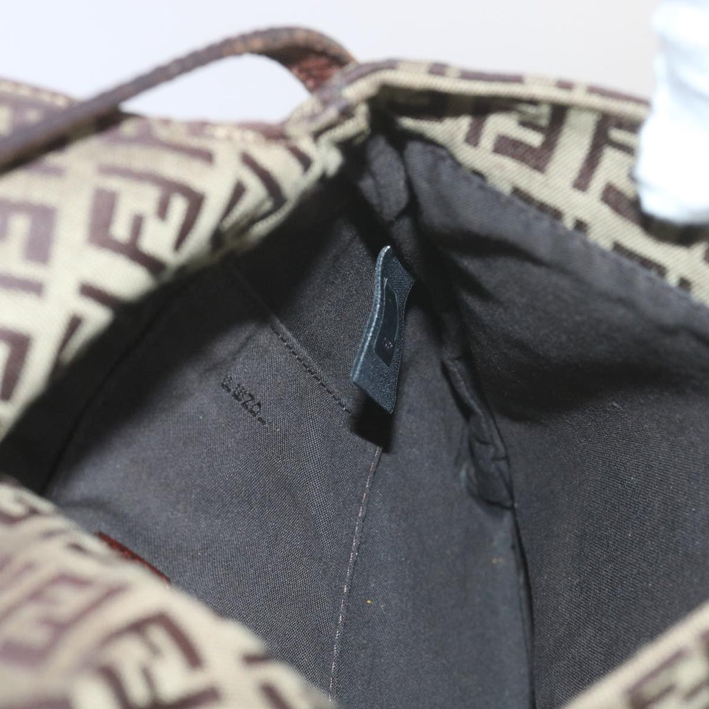 FENDI Zucchino Canvas Mamma Baguette Shoulder Bag Brownep2621