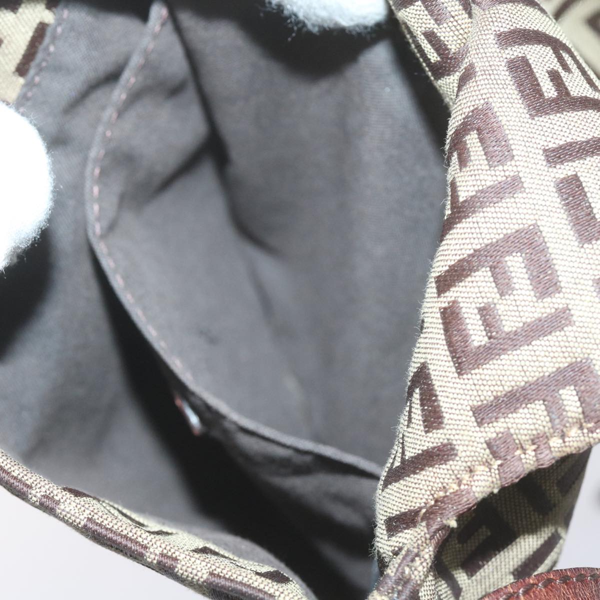FENDI Zucchino Canvas Mamma Baguette Shoulder Bag Brownep2621