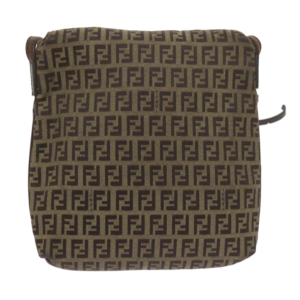 FENDI Zucchino Canvas Mamma Baguette Shoulder Bag Brownep2621