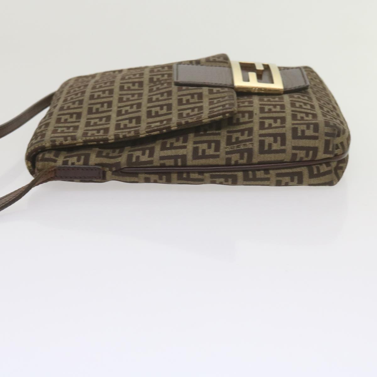 FENDI Zucchino Canvas Mamma Baguette Shoulder Bag Brownep2621