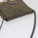 FENDI Zucchino Canvas Mamma Baguette Shoulder Bag Brownep2621