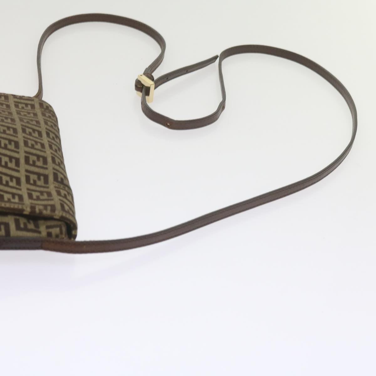 FENDI Zucchino Canvas Mamma Baguette Shoulder Bag Brownep2621