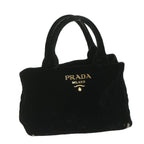 PRADA Canapa PM Hand Bag Velor Black  ep2639