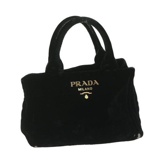 PRADA Canapa PM Hand Bag Velor Black  ep2639
