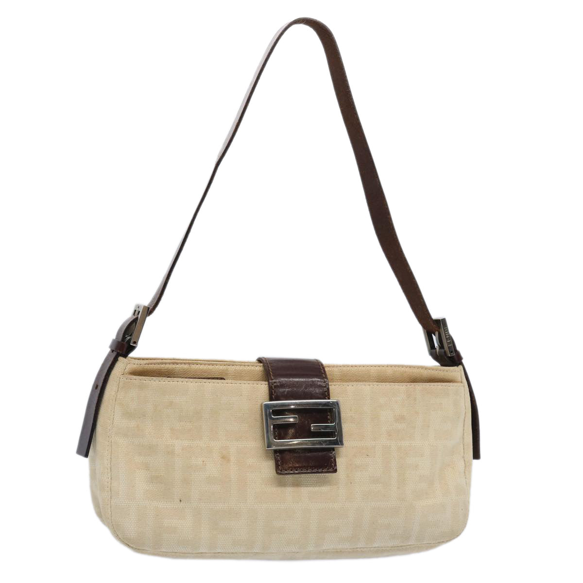 FENDI Zucca Canvas Mamma Baguette Shoulder Bag Beigeep2732