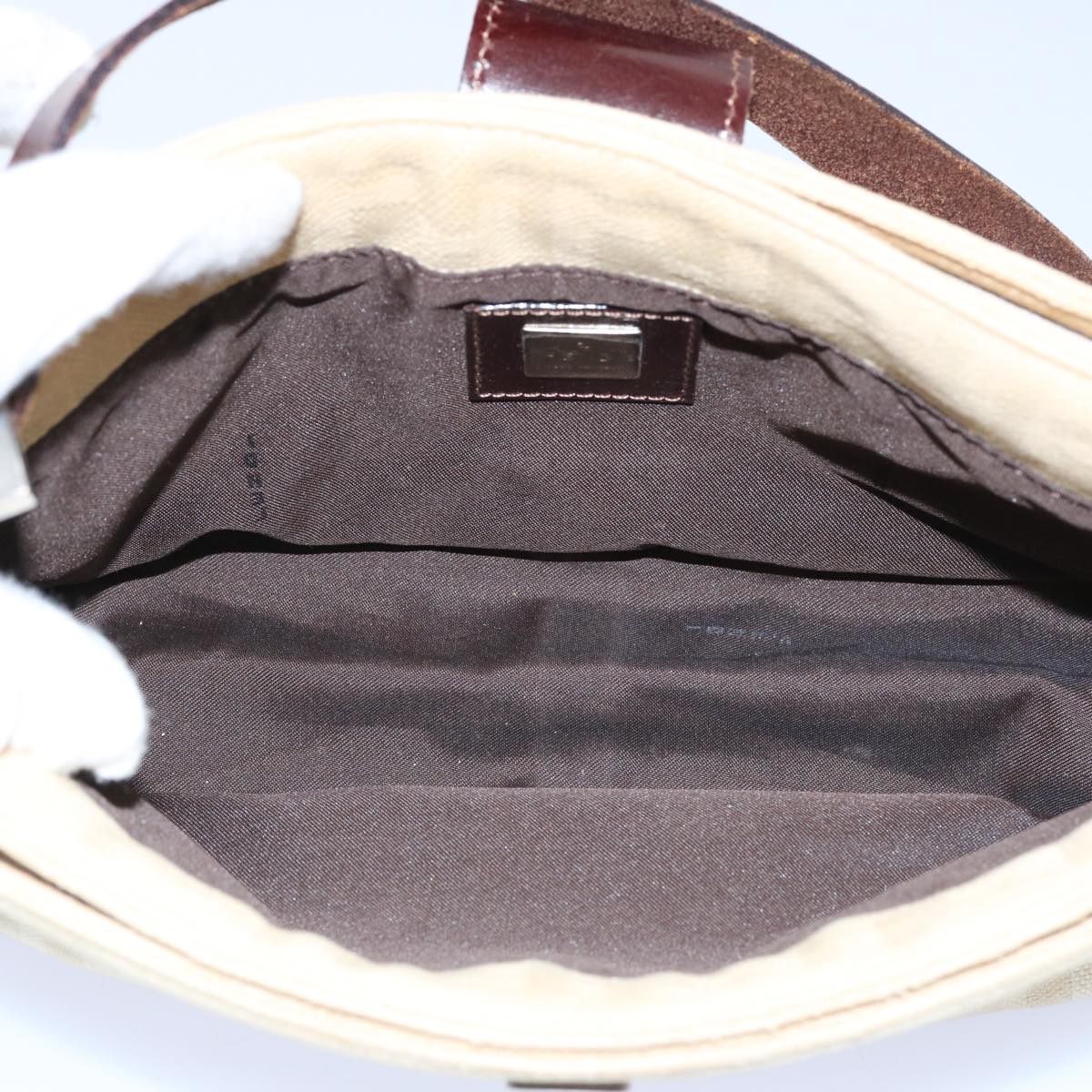 FENDI Zucca Canvas Mamma Baguette Shoulder Bag Beigeep2732