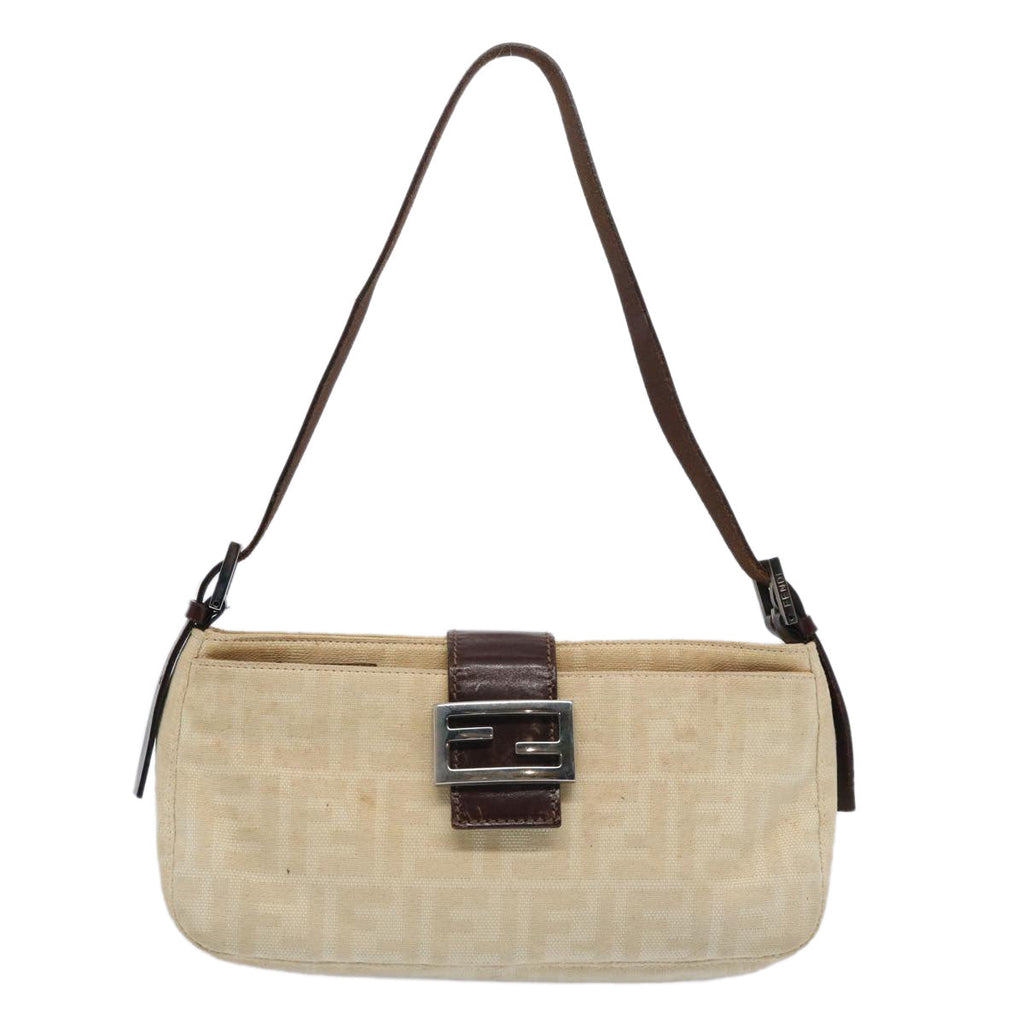 FENDI Zucca Canvas Mamma Baguette Shoulder Bag Beigeep2732