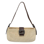 FENDI Zucca Canvas Mamma Baguette Shoulder Bag Beigeep2732
