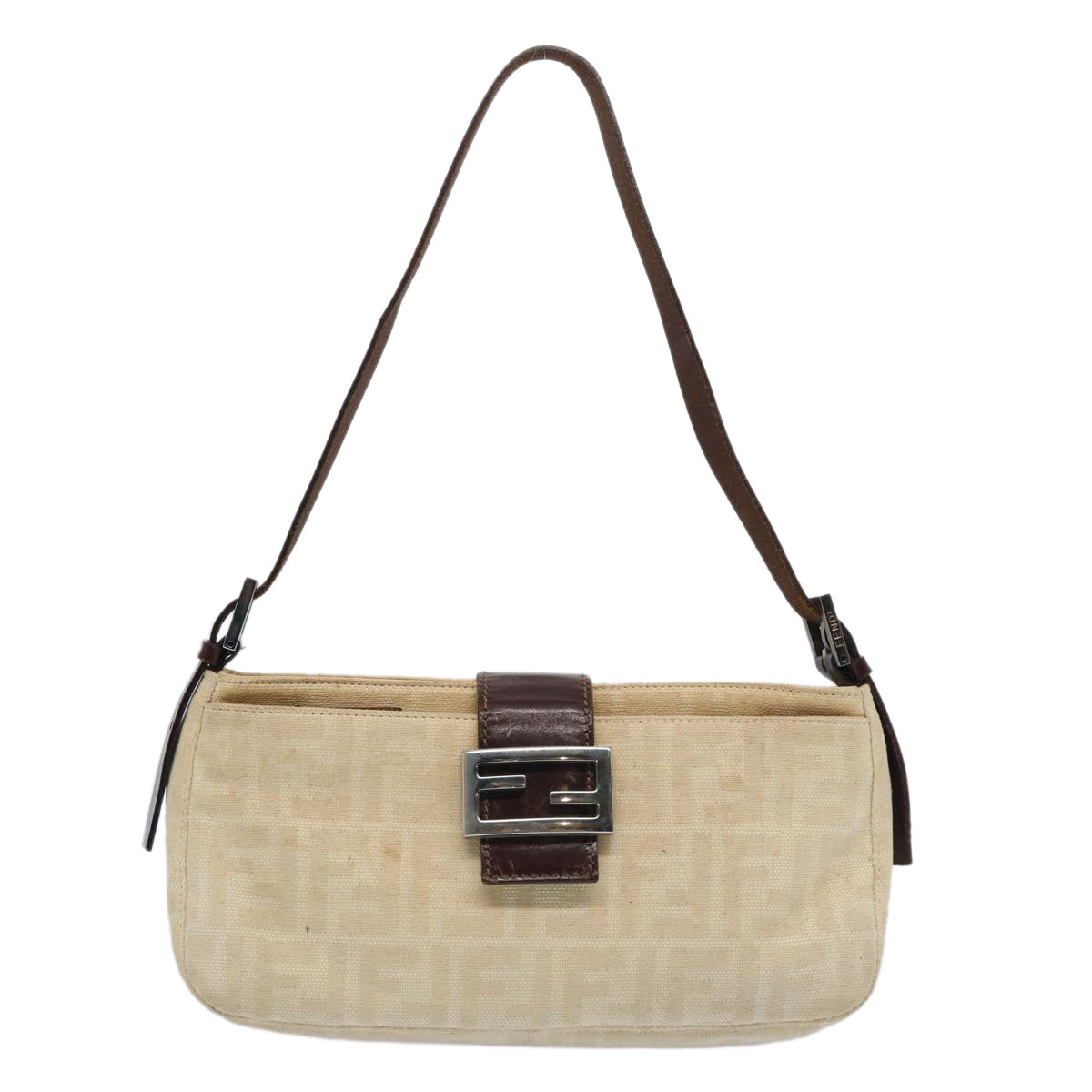 FENDI Zucca Canvas Mamma Baguette Shoulder Bag Beigeep2732