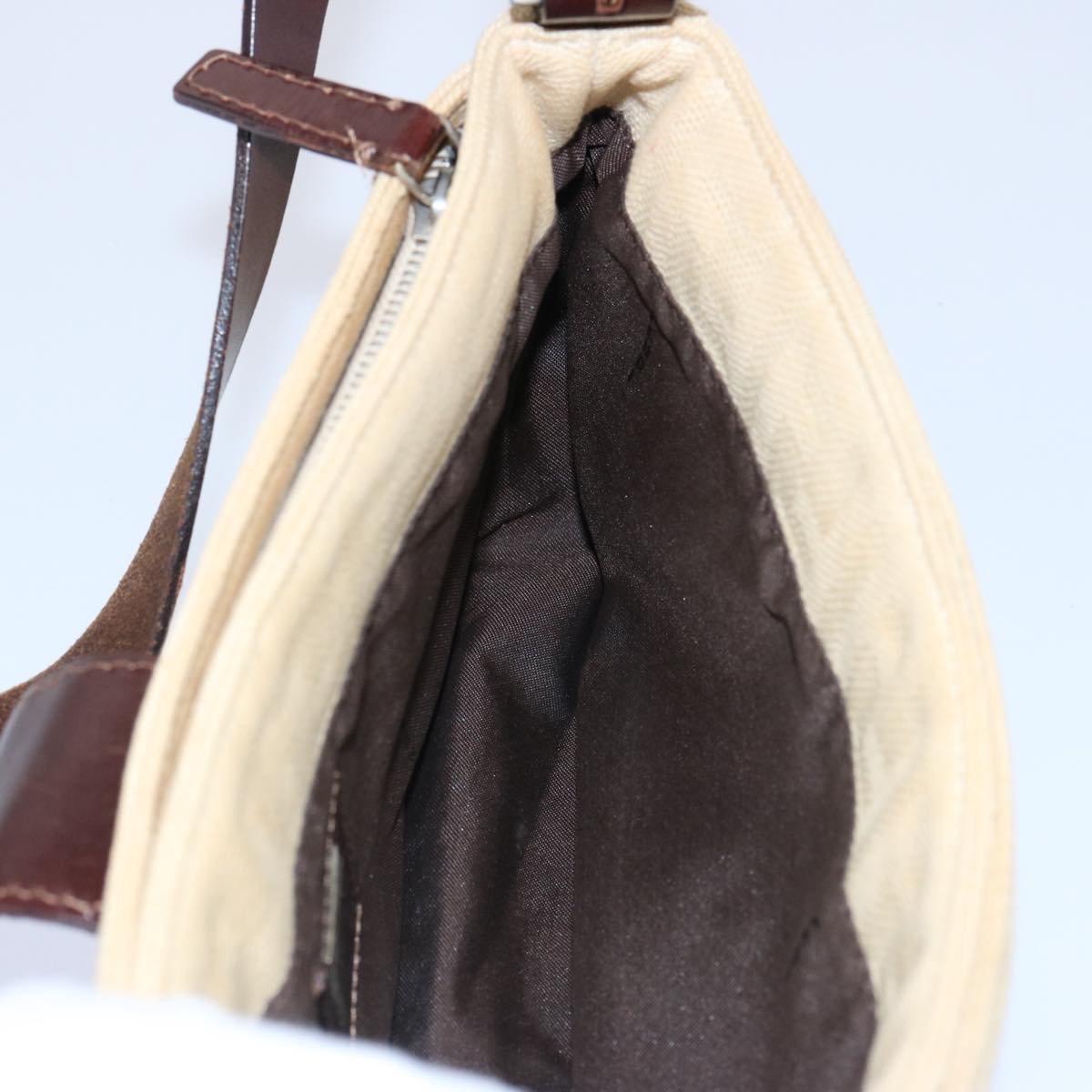 FENDI Zucca Canvas Mamma Baguette Shoulder Bag Beigeep2732