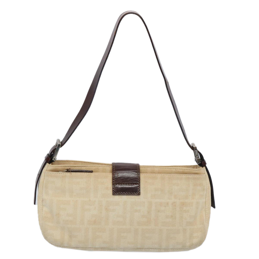 FENDI Zucca Canvas Mamma Baguette Shoulder Bag Beigeep2732