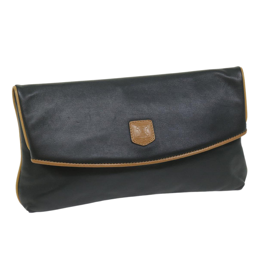 CELINE Clutch Bag Leather Black  ep2747