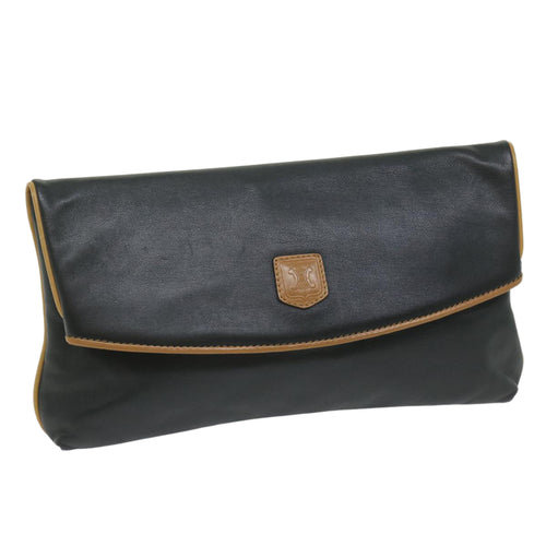 CELINE Clutch Bag Leather Black  ep2747