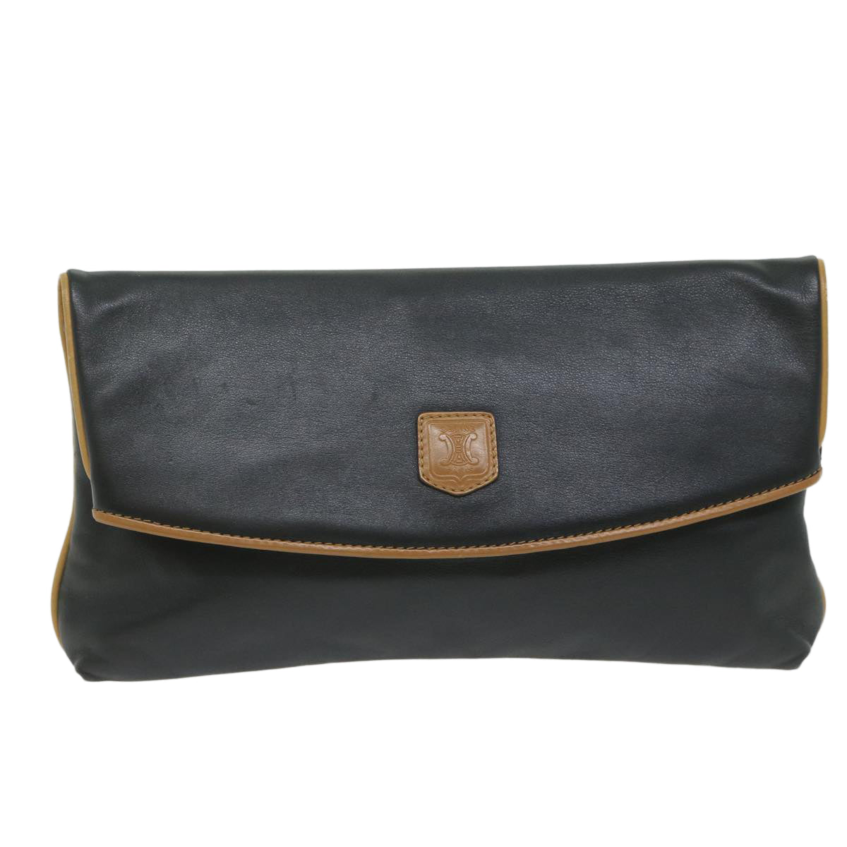 CELINE Clutch Bag Leather Black  ep2747