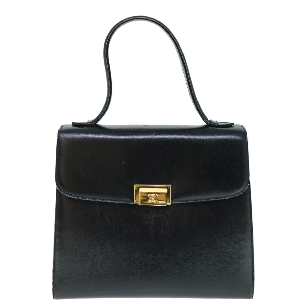 CELINE Hand Bag Leather Black  ep2763