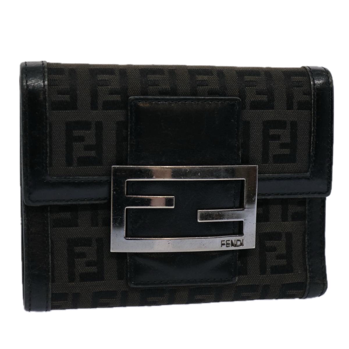 FENDI Zucchino Canvas Wallet Blackep2773