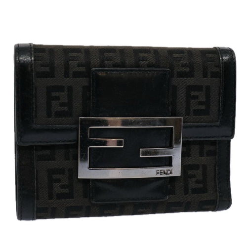 FENDI Zucchino Canvas Wallet Blackep2773