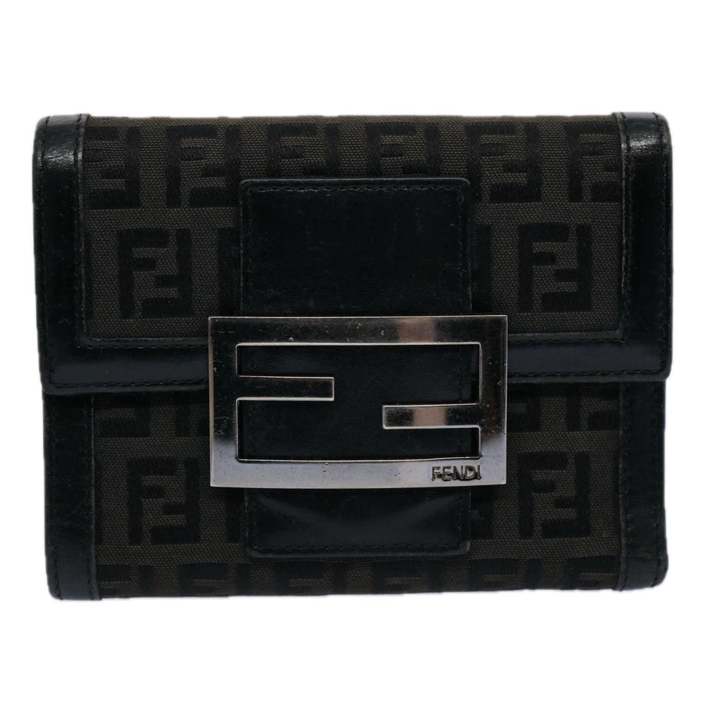 FENDI Zucchino Canvas Wallet Blackep2773
