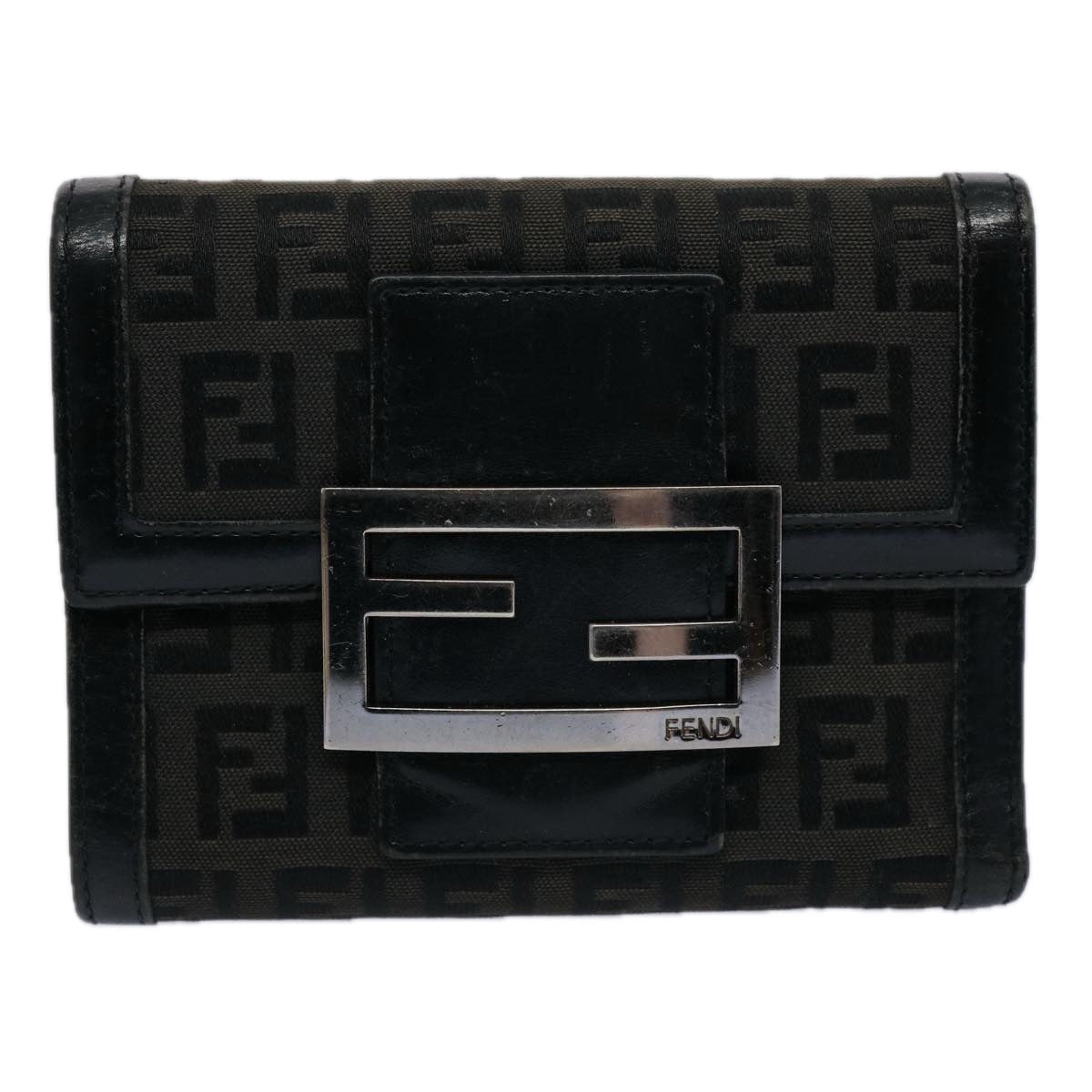 FENDI Zucchino Canvas Wallet Blackep2773