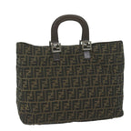 FENDI Zucca Canvas Hand Bag Black Brownep2812