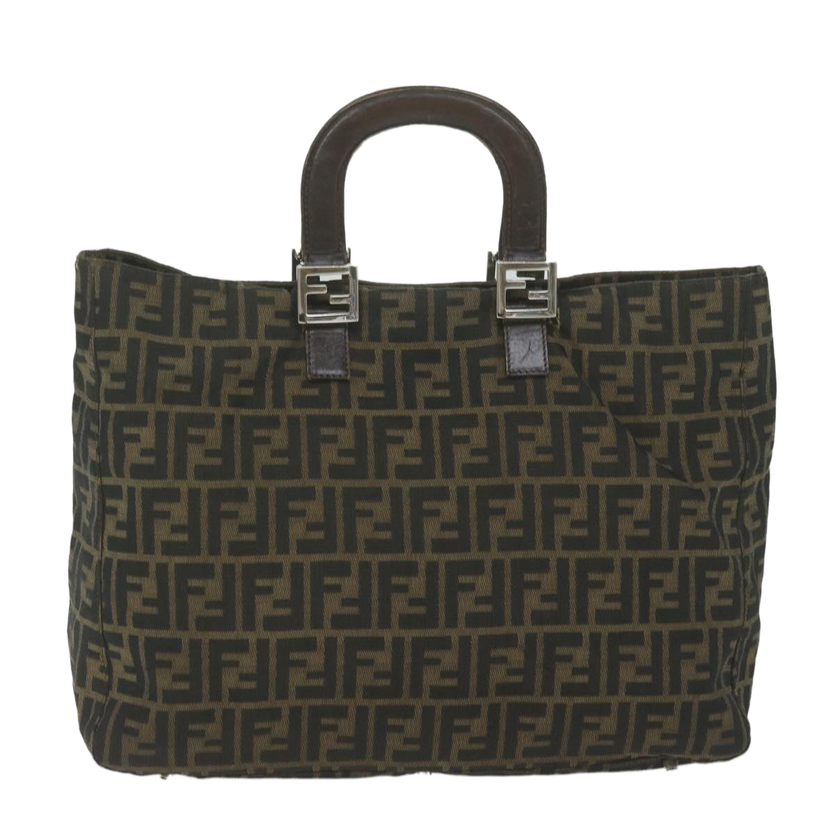 FENDI Zucca Canvas Hand Bag Black Brownep2812