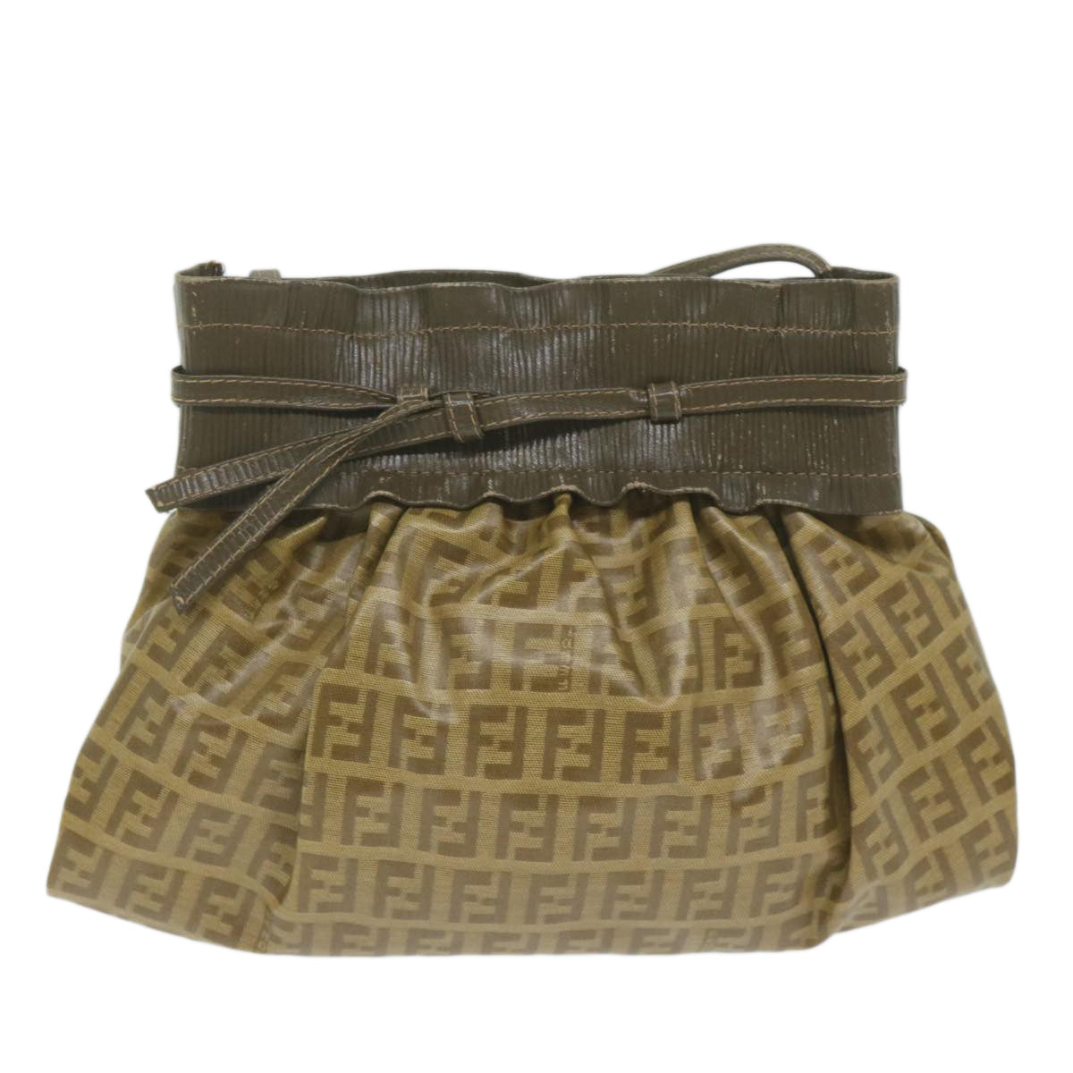 FENDI Zucchino Canvas Shoulder Bag Brownep2817