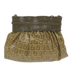 FENDI Zucchino Canvas Shoulder Bag Brownep2817