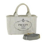 PRADA Canapa PM Hand Bag Canvas White  ep2833