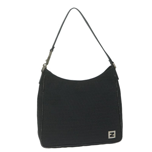 FENDI Zucchino Canvas Shoulder Bag Blackep2840