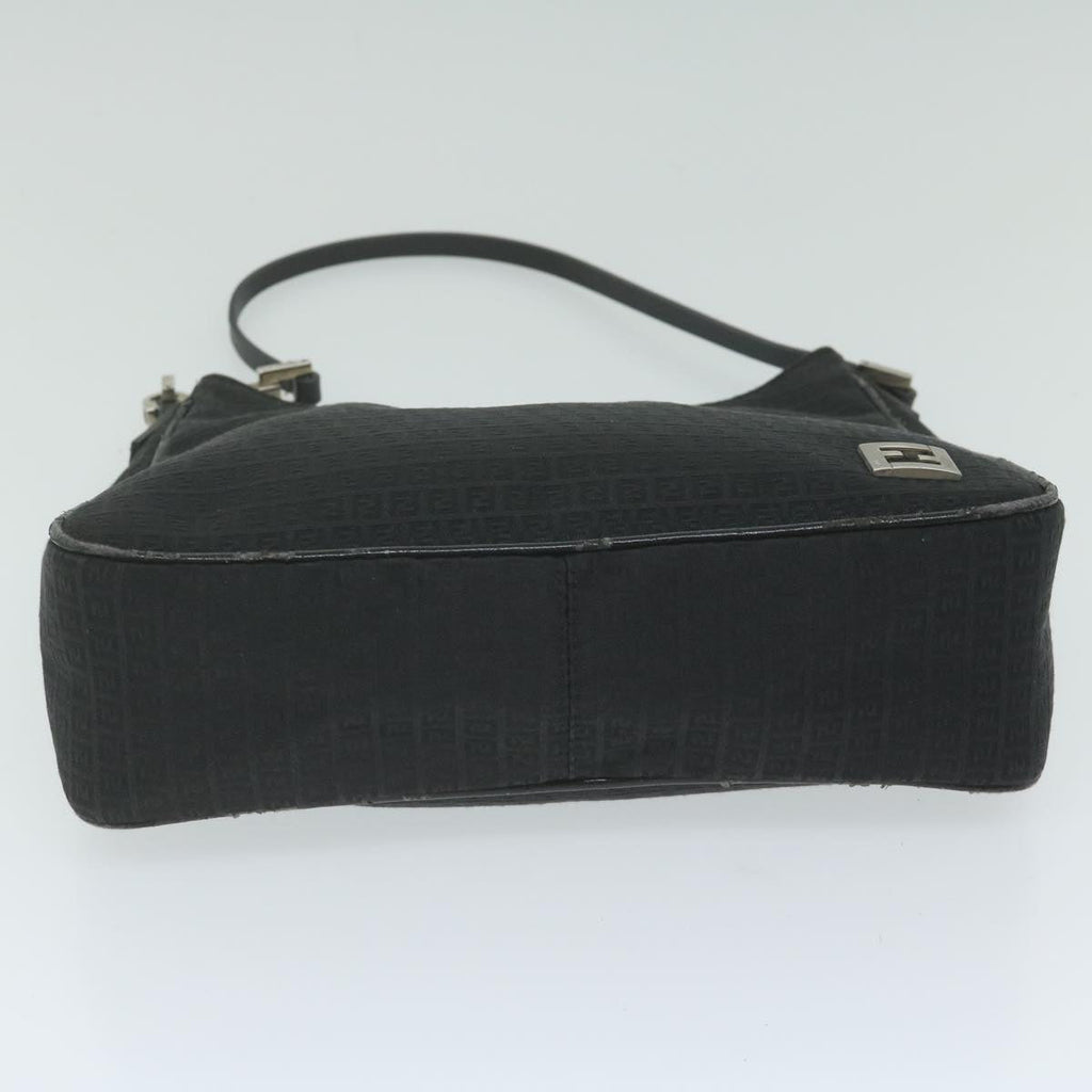 FENDI Zucchino Canvas Shoulder Bag Blackep2840