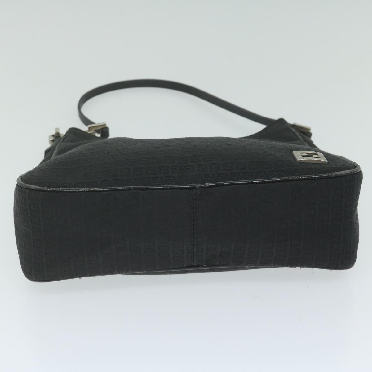 FENDI Zucchino Canvas Shoulder Bag Blackep2840