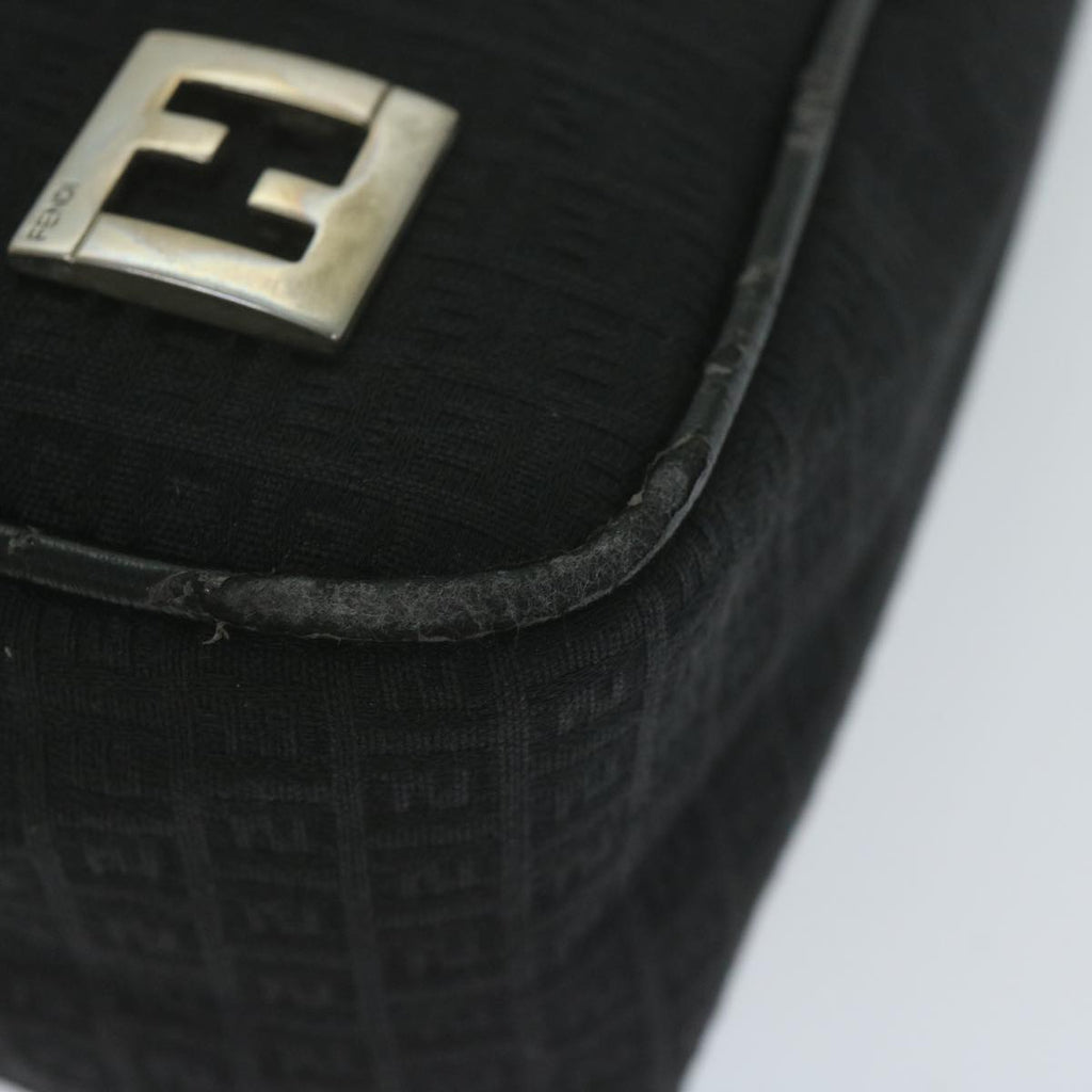 FENDI Zucchino Canvas Shoulder Bag Blackep2840
