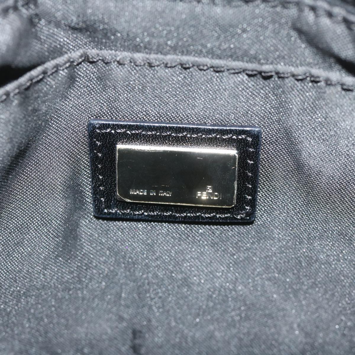 FENDI Zucchino Canvas Shoulder Bag Blackep2840