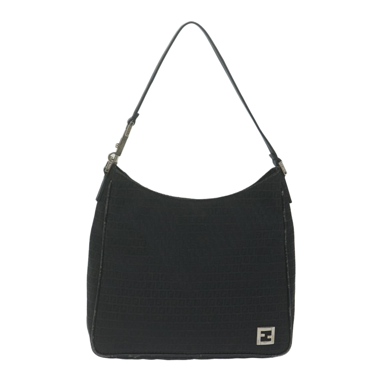 FENDI Zucchino Canvas Shoulder Bag Blackep2840