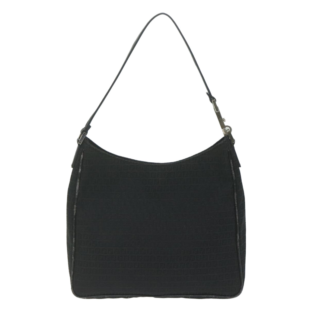 FENDI Zucchino Canvas Shoulder Bag Blackep2840
