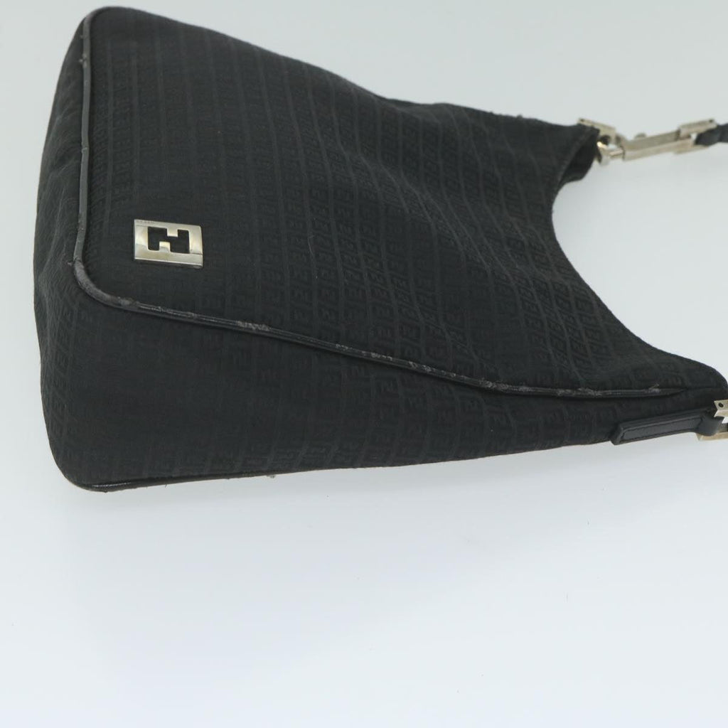 FENDI Zucchino Canvas Shoulder Bag Blackep2840