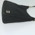 FENDI Zucchino Canvas Shoulder Bag Blackep2840