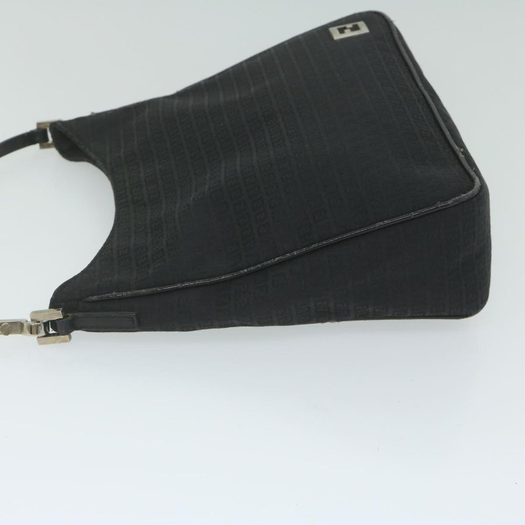 FENDI Zucchino Canvas Shoulder Bag Blackep2840