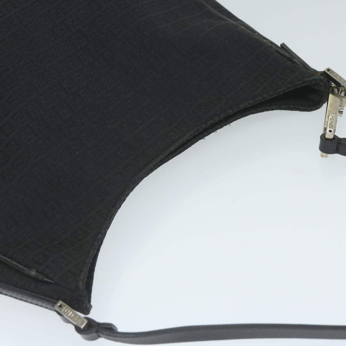 FENDI Zucchino Canvas Shoulder Bag Blackep2840