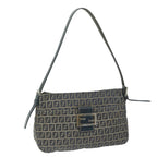 FENDI Zucchino Canvas Mamma Baguette Shoulder Bag Navyep2842