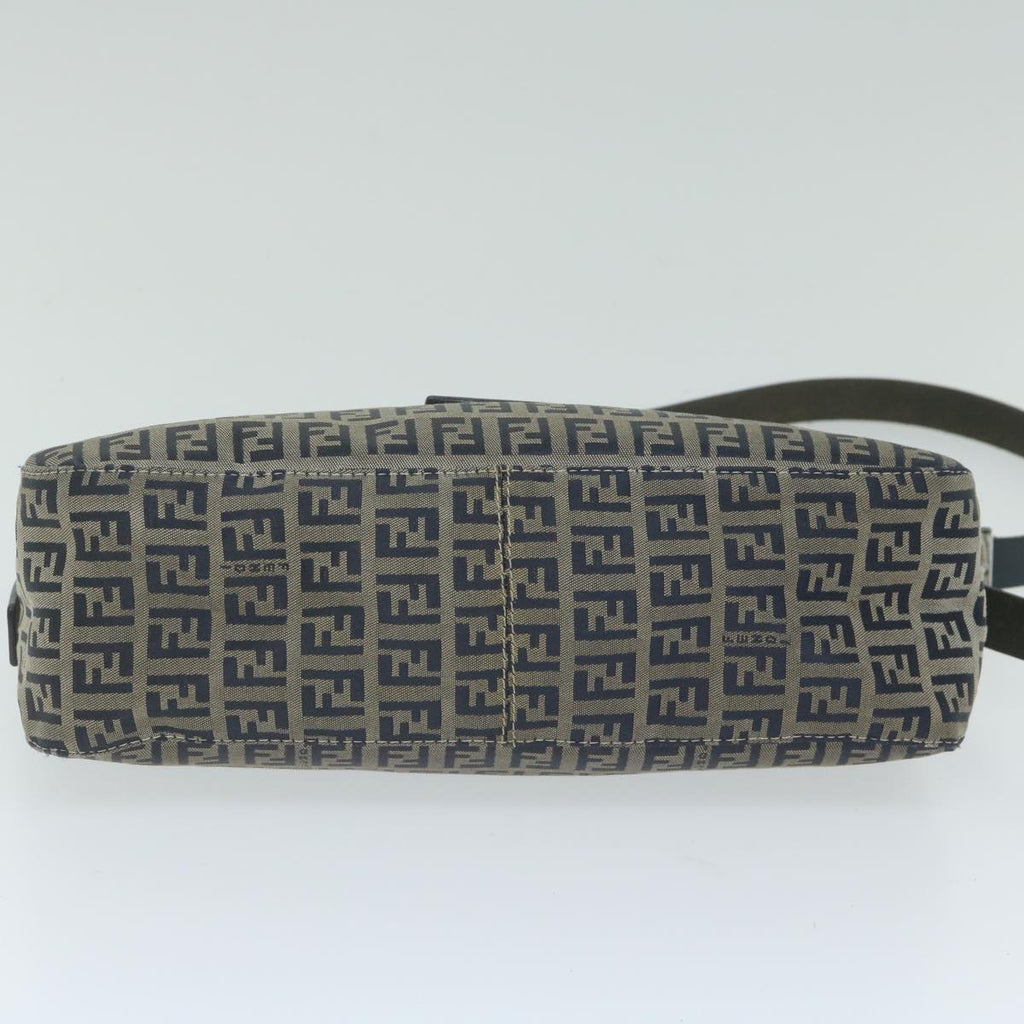 FENDI Zucchino Canvas Mamma Baguette Shoulder Bag Navyep2842