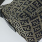 FENDI Zucchino Canvas Mamma Baguette Shoulder Bag Navyep2842