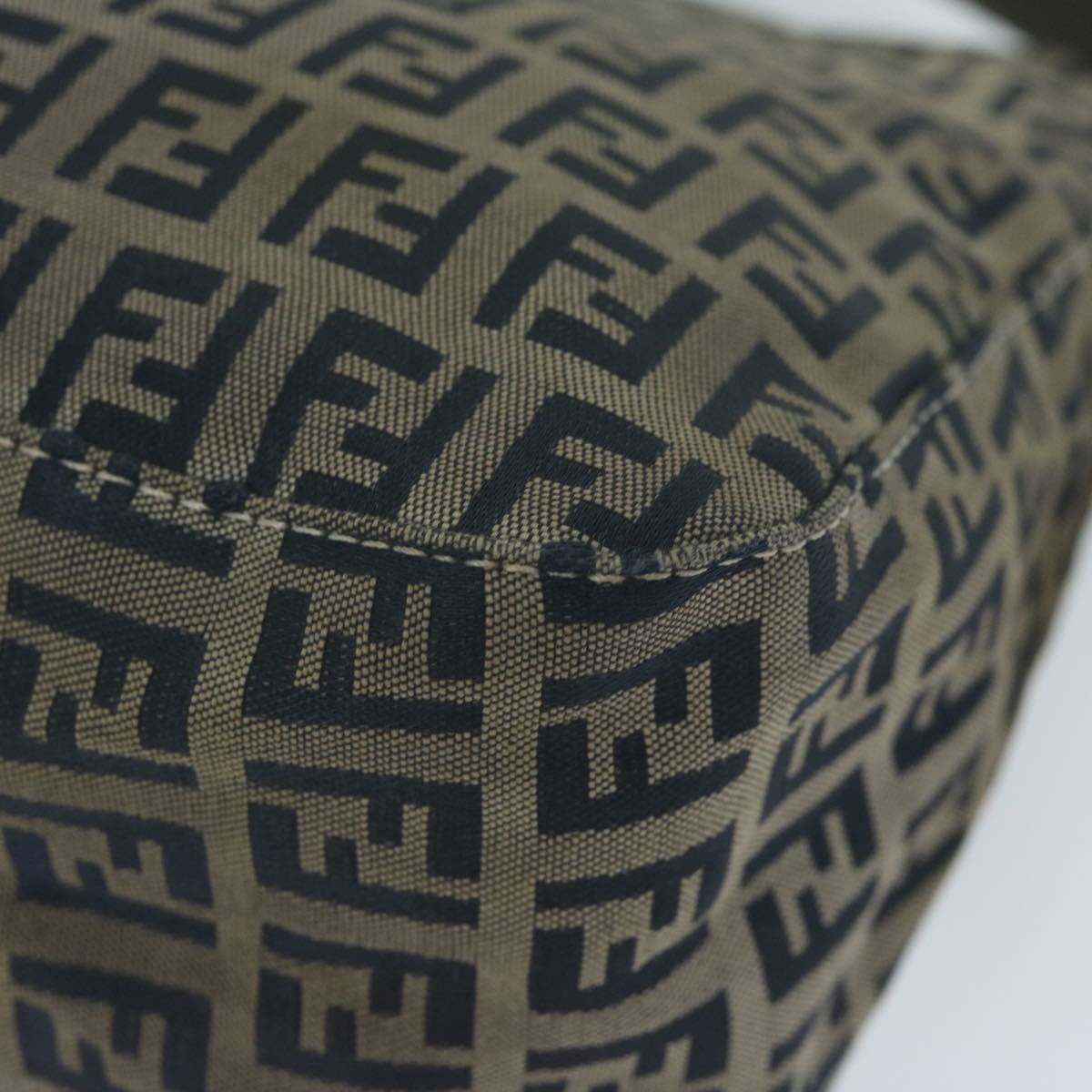 FENDI Zucchino Canvas Mamma Baguette Shoulder Bag Navyep2842