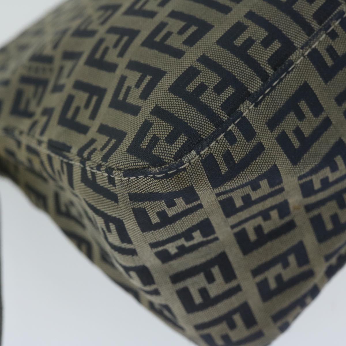 FENDI Zucchino Canvas Mamma Baguette Shoulder Bag Navyep2842