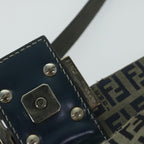 FENDI Zucchino Canvas Mamma Baguette Shoulder Bag Navyep2842