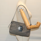 FENDI Zucchino Canvas Mamma Baguette Shoulder Bag Navyep2842