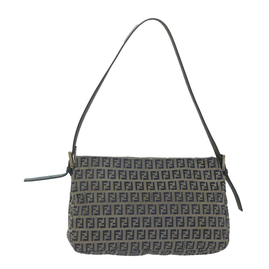 FENDI Zucchino Canvas Mamma Baguette Shoulder Bag Navyep2842