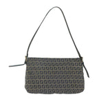 FENDI Zucchino Canvas Mamma Baguette Shoulder Bag Navyep2842